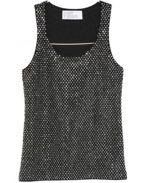 GIUSEPPE DI MORABITO Crystal-Embellished Ribbed-Knit Top - Black