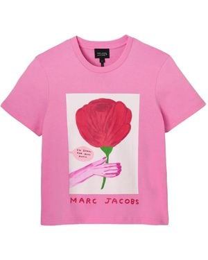 Marc Jacobs Oh Rose Print Cotton T-Shirt - Pink
