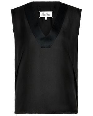 Maison Margiela Bonded Creases Sleeveless Top - Black
