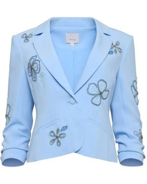Cinq À Sept Le Petit Khloe Beaded-Flowers Jacket - Blue