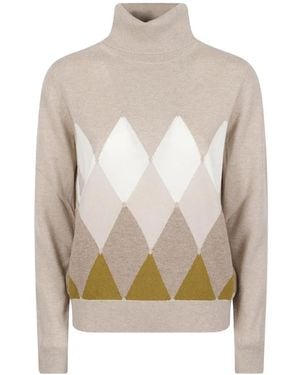 Ballantyne Argyle-Intarsia Sweater - White