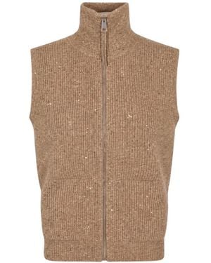 Seventy Sequin-Embellished Zip-Up Vest - Natural