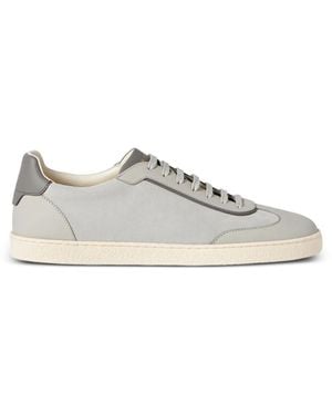 Brunello Cucinelli Suede And Polished Calfskin Trainers - White
