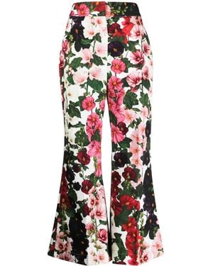 Oscar de la Renta Hollyhock Flared Cropped Trousers - White