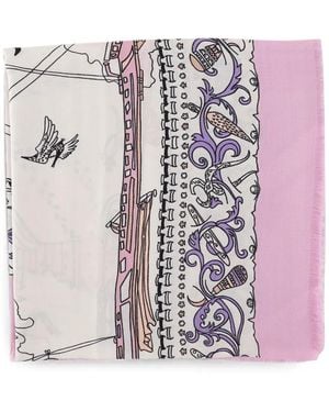 Ferragamo Patterned Frayed Scarf - Pink