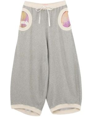 Tsumori Chisato Ribbed-Knit Drawstring Track Trousers - Grey