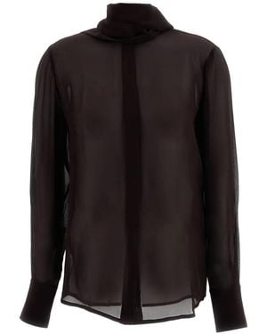 7 For All Mankind Silk Bow-Detail Blouse - Black