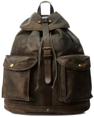 RRL Sac À Dos En Cuir À Effet Usé - Noir