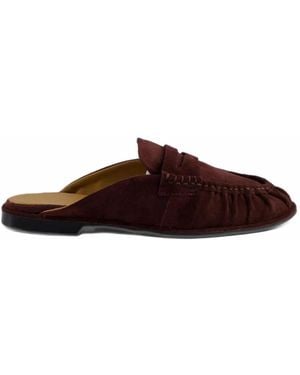 Toral Shoes Khalo Suede Flat Mules - Brown