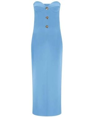 Violante Nessi Cady Strapless Corset-Bodice Midi Gown - Blue