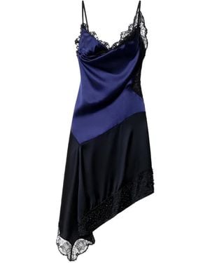 Isabel Marant Vestido Anazia Asimétrico Con Ribete De Encaje - Azul