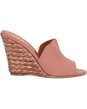 Paris Texas Sandalias con cuña de rafia - Rosa