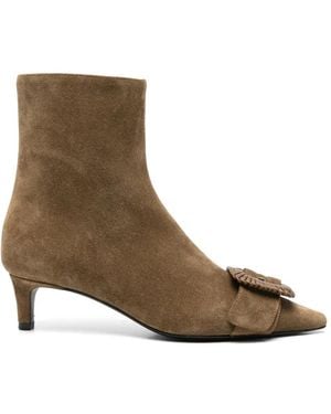 Roberto Festa Buckle-Detail Pointed-Toe Leather Ankle Boots - Brown