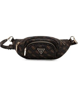Guess Logo-Print Zip-Around Belt Bag - Black