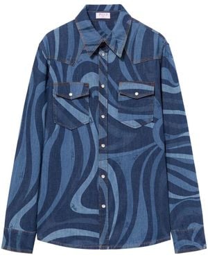 PUCCI Jeanshemd Mit Marmo-Print - Blau