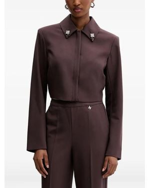Silvian Heach Embellished-Collar Jacket - Brown