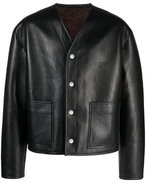 Nanushka Faux-Leather Bomber Jacket - Black