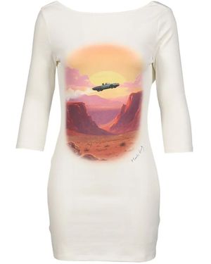 Markgong Graphic-Print Open-Back Mini Dress - White