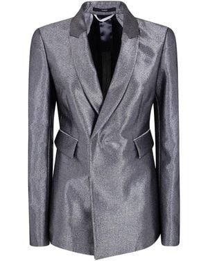 SAPIO Metallic-Finish Denim Jacket - Gray