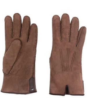 Canali Seam-Detail Suede Gloves - Brown