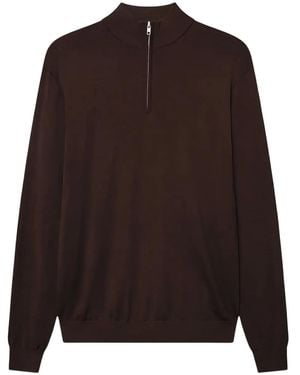 Les Deux Greyson Pullover mit kurzem Reißverschluss - Braun