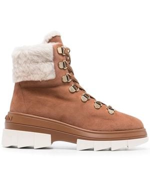 Stuart Weitzman Noho Suede-Trim Ankle Boots - Brown