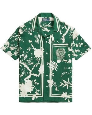 Polo Ralph Lauren Wimbledon Floral-Print Striped Shirt - Green