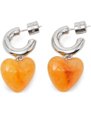 Bimba Y Lola Hoop Earrings With Resin Heart - Orange