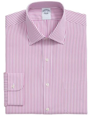 Brooks Brothers Striped Ainsley-Collar Shirt - Pink