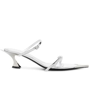 Mugler Mules Im Metallic-Look 50Mm - Weiß