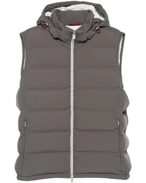 Brunello Cucinelli Chaleco Acolchado Con Capucha - Gris