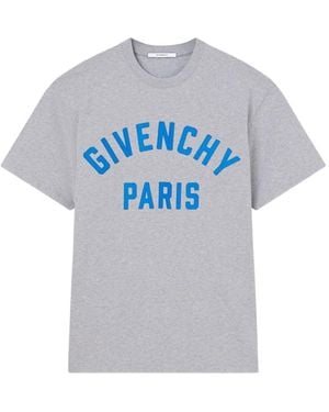 Givenchy Camiseta De Algodón Con Bordado Paris - Gris