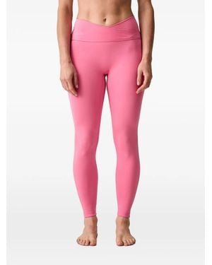 adidas Logo-Print Crossover-Waist Leggings - Pink