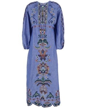 FARM Rio Light Garden Tapestry Midi Dress - Blue
