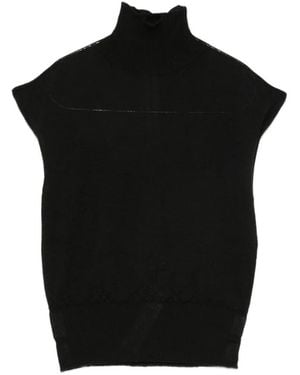 Rick Owens High-Neck Knitted Vest - Black