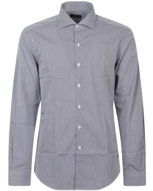 Fay Striped Button-Up Shirt - Blue