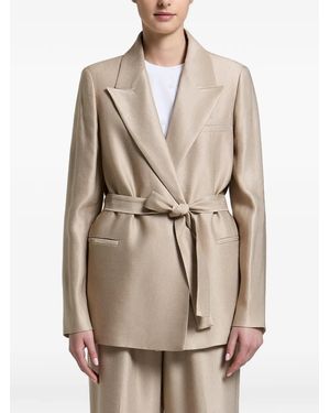 Peserico Single-Breasted Belted Blazer - Natural
