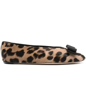 Ferragamo Leopard-Print Ballet Flats - Brown