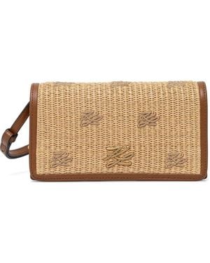 KARL LAGERFELD K/Autograh Logo-Embroidered Woven Cross Body Bag - Natural