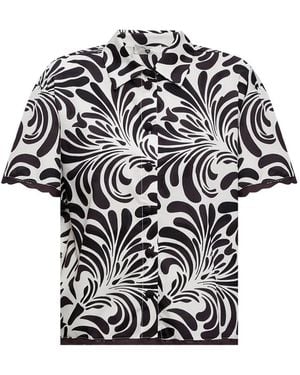 Twinset Abstract-Print Lace-Trim Shirt - White