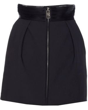 Elisabetta Franchi Logo-Plaque Zip Skirt - Blue