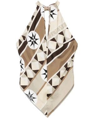 Loewe Printed Silk Top - Brown