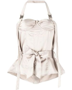 ROKH Bustier-Detail Halterneck Top - White