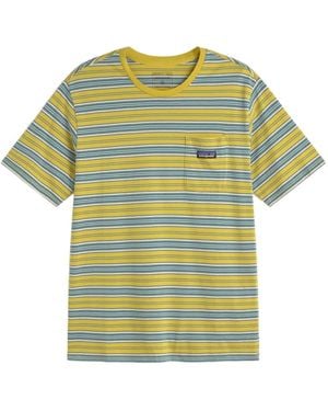 Patagonia Camiseta a rayas con bolsillo - Verde