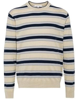 Maison Kitsuné Stripe Print Cotton Blend Jumper - Grey
