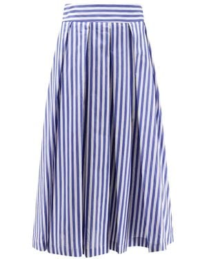 LAVI COUTURE Iris Striped Flared Midi Skirt - Purple