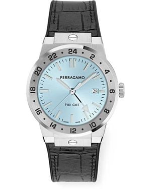 Ferragamo F-80 Gmt 41Mm Watch - Blue