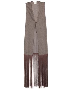 Alysi Striped Fringe-Detail Waistcoat - Natural