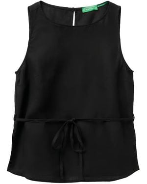 Benetton Tie-Waist Sleeveless Blouse - Black
