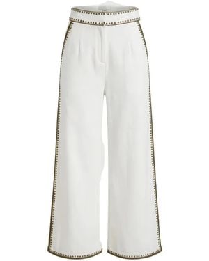 Scarlett Poppies Vera Studded-Trim Trousers - White